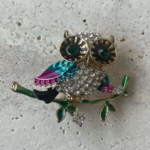 MACY'S Crystal Wise Owl Brooch